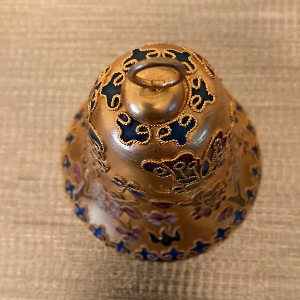 Vintage Cloisonné Enamelled Floral Design Bells set of 2 - Picture 8 of 9